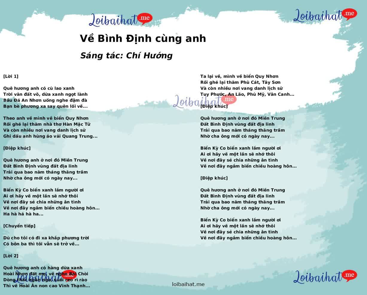 Về Bình Định cùng anh