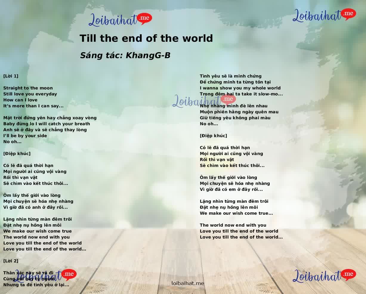 Till the end of the world