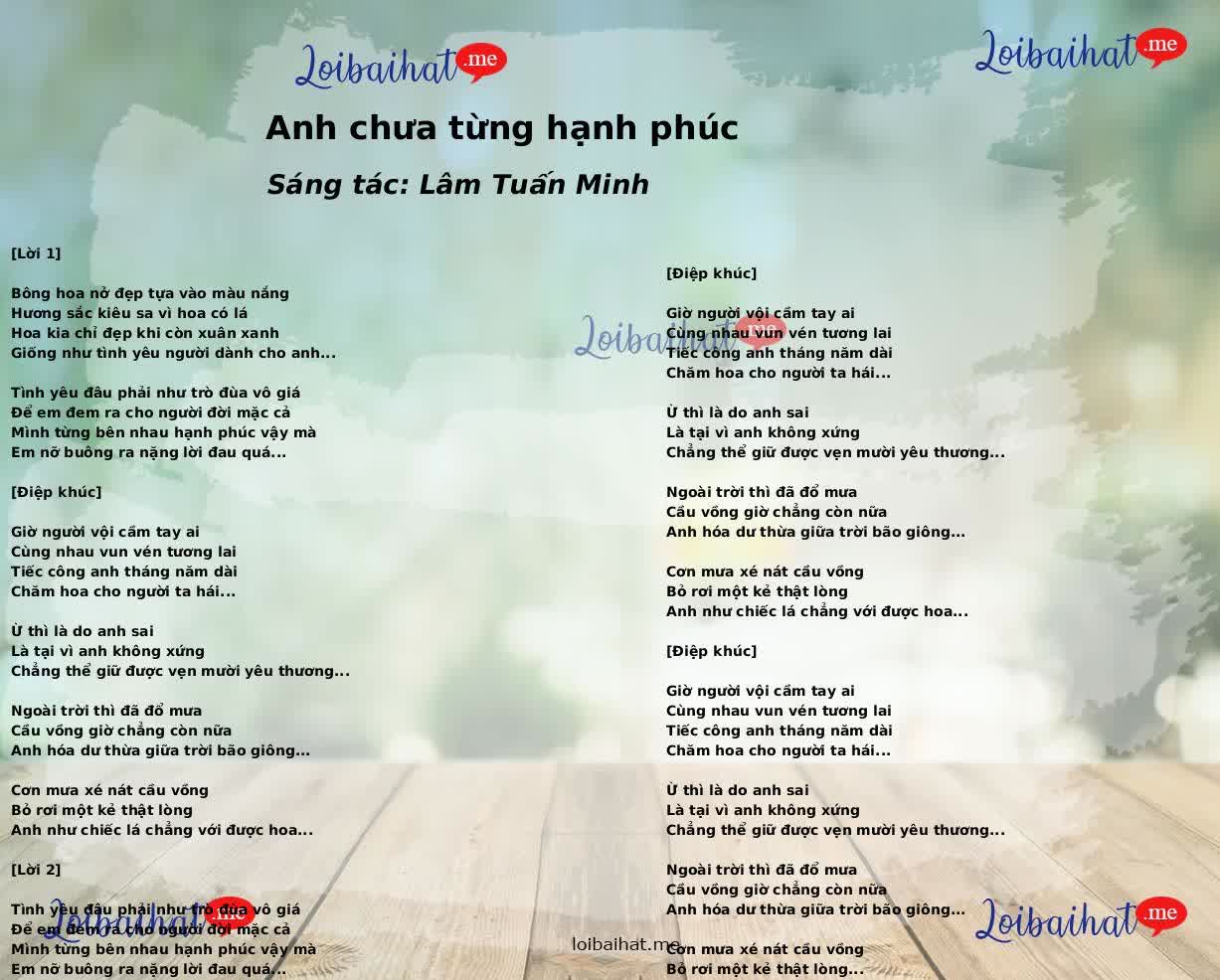 Anh chưa từng hạnh phúc