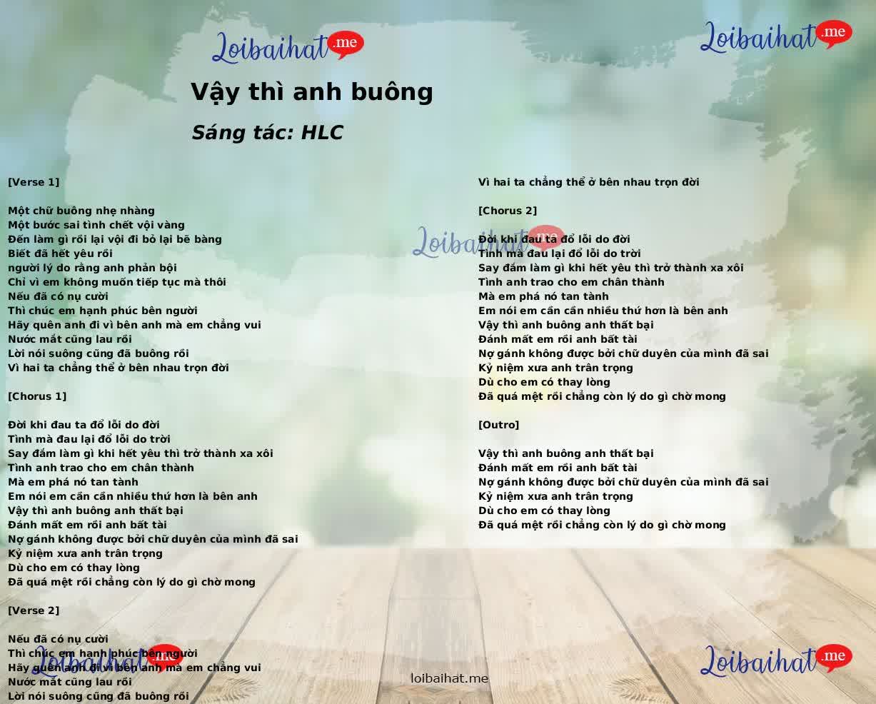 Vậy thì anh buông