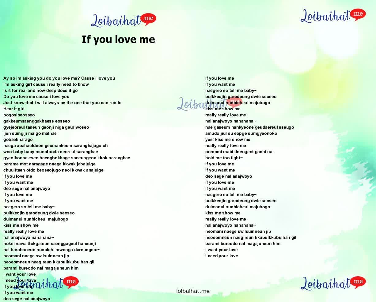 If you love me