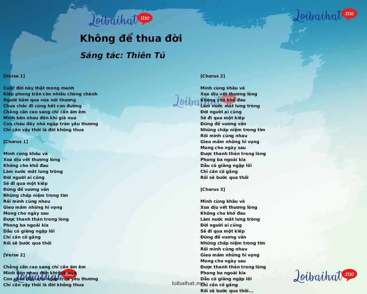 Không để thua đời