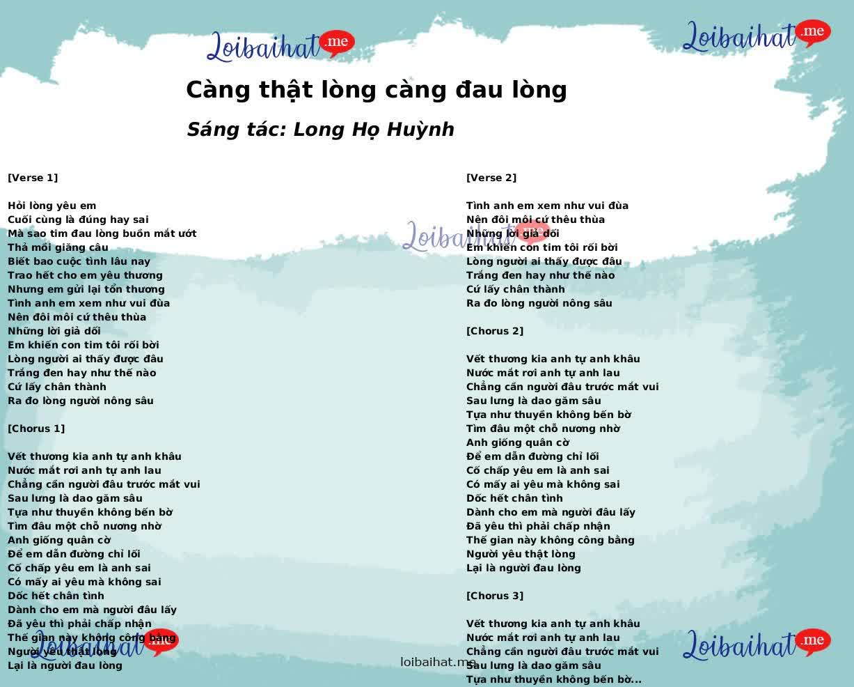 Càng thật lòng càng đau lòng