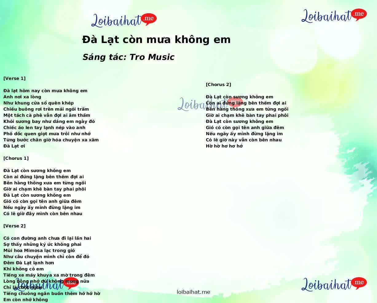 Đà Lạt còn mưa không em