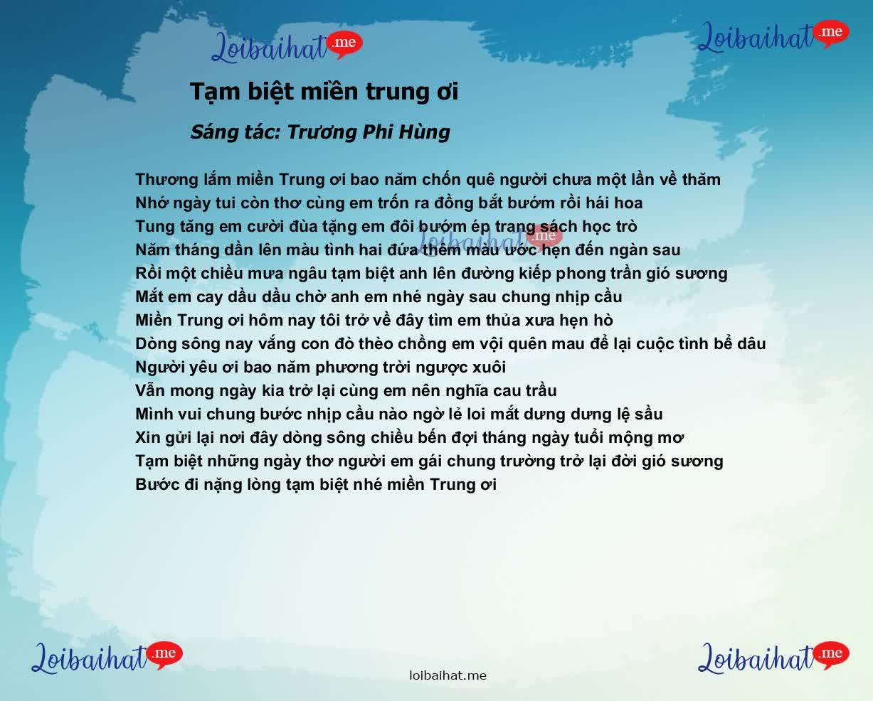 Tạm biệt miền trung ơi