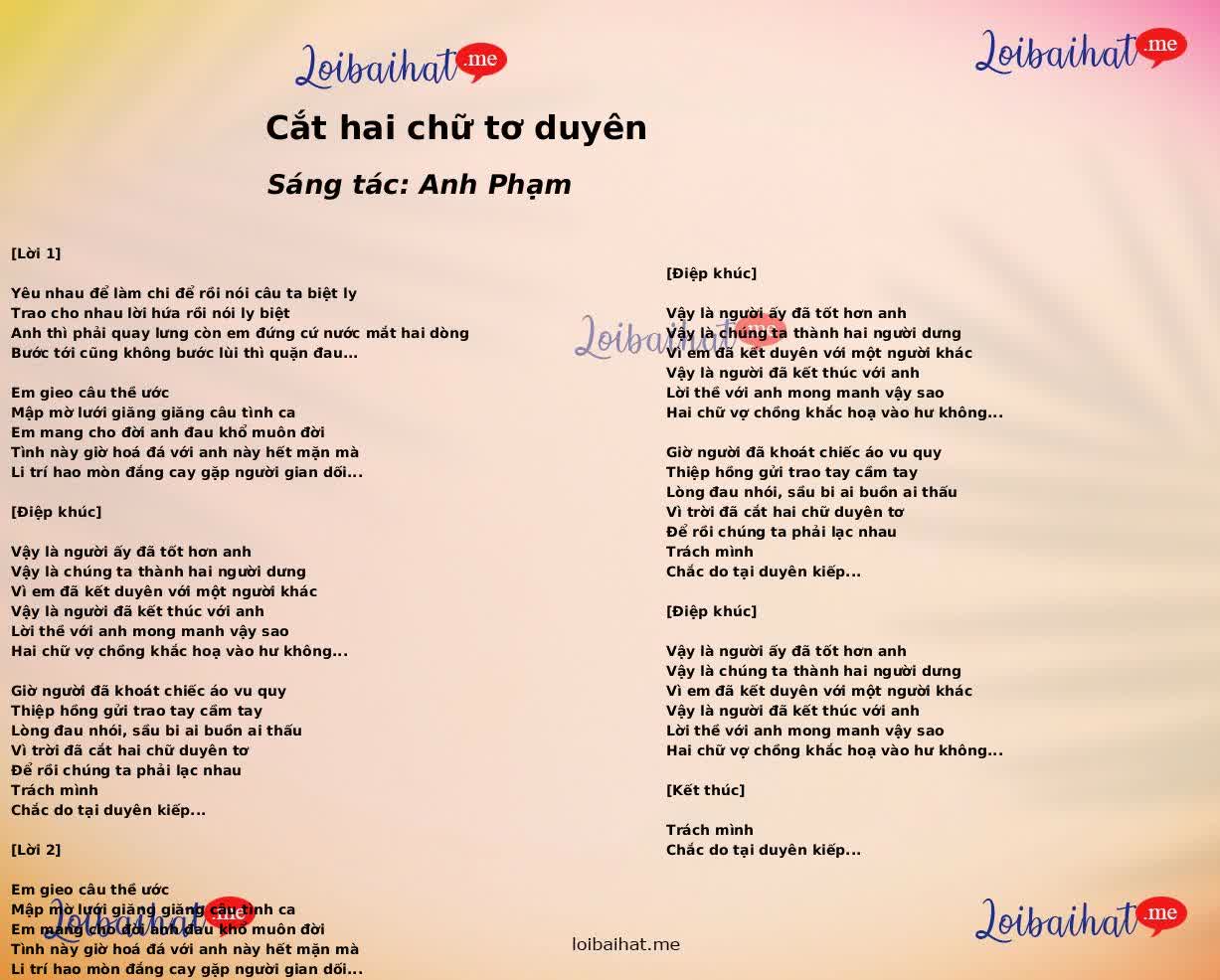 Cắt hai chữ tơ duyên