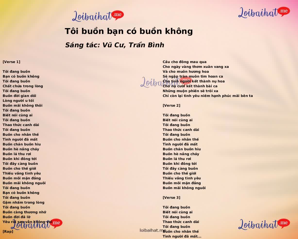 Tôi buồn bạn có buồn không