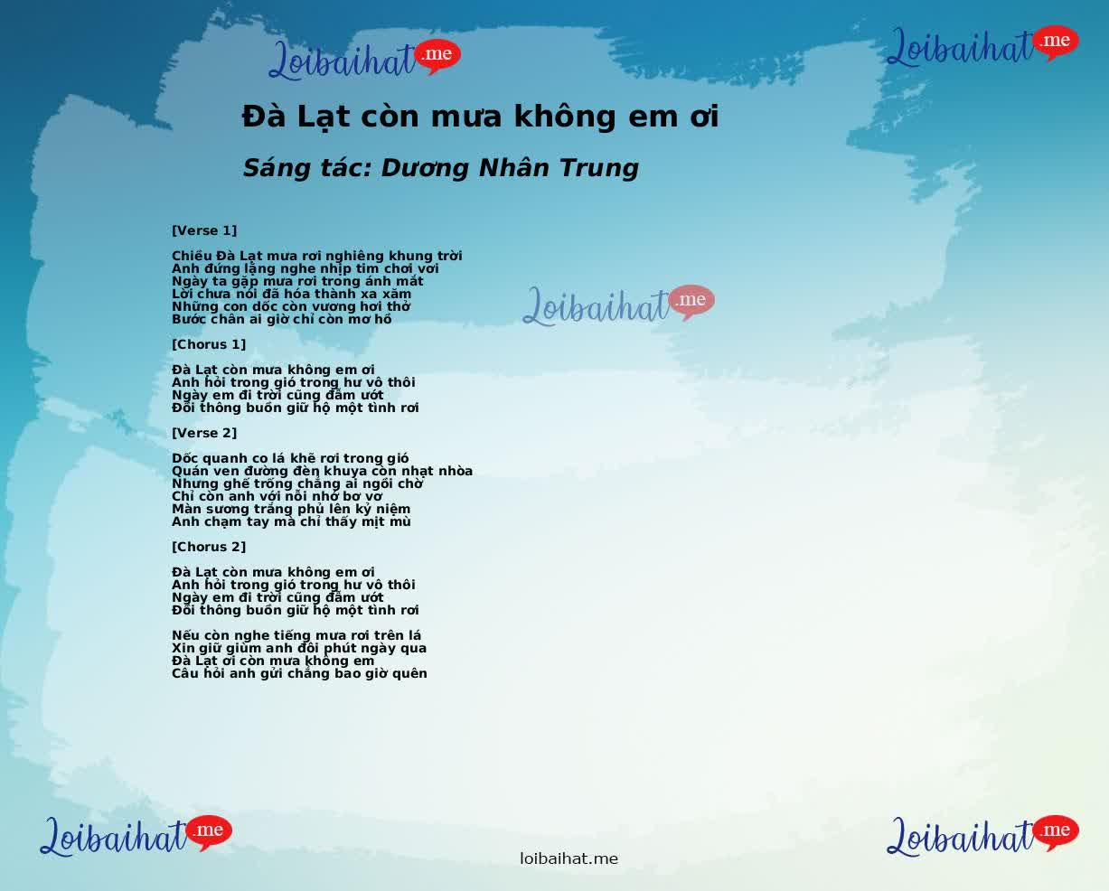 Đà Lạt còn mưa không em ơi