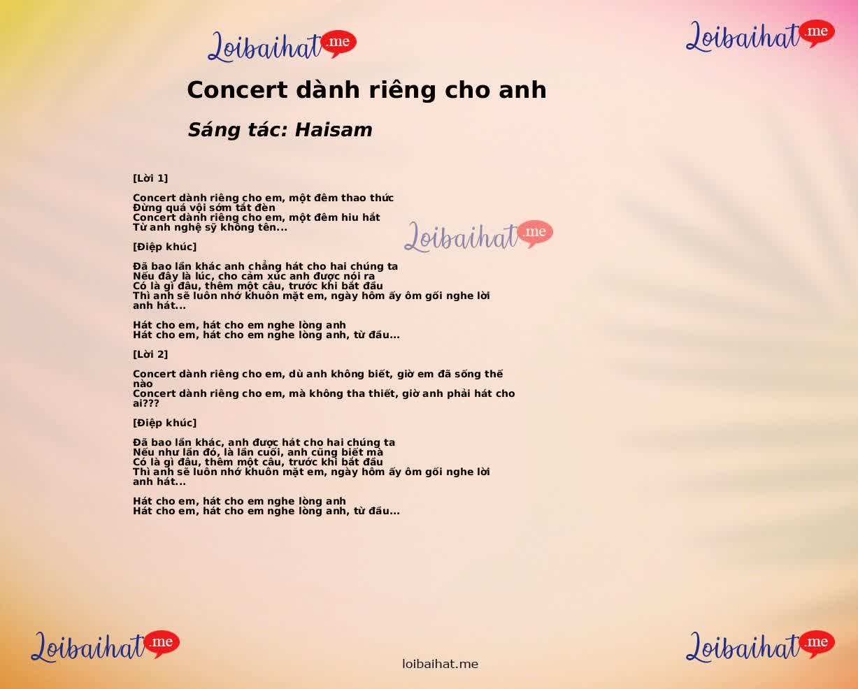 Concert dành riêng cho anh