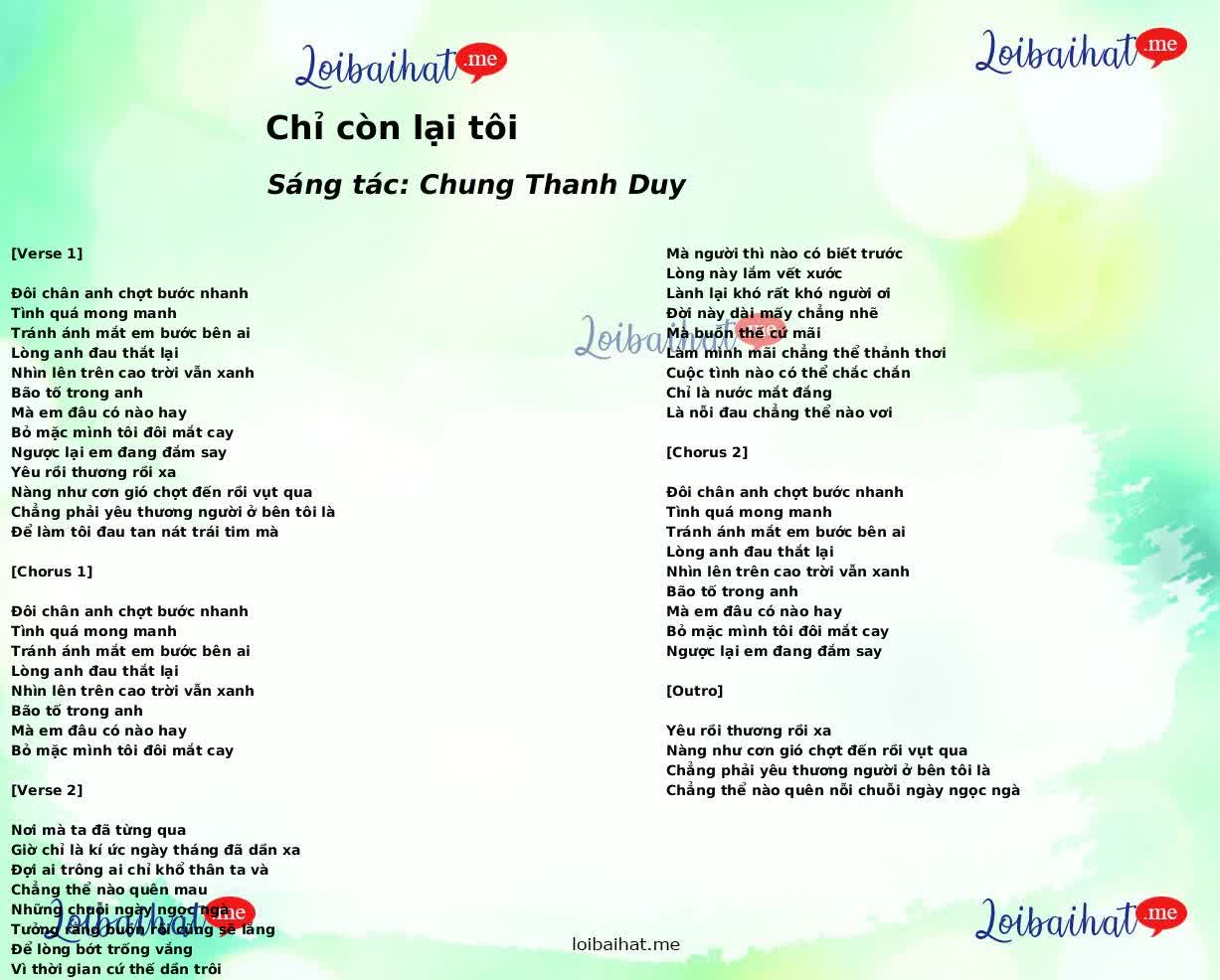 Chỉ còn lại tôi