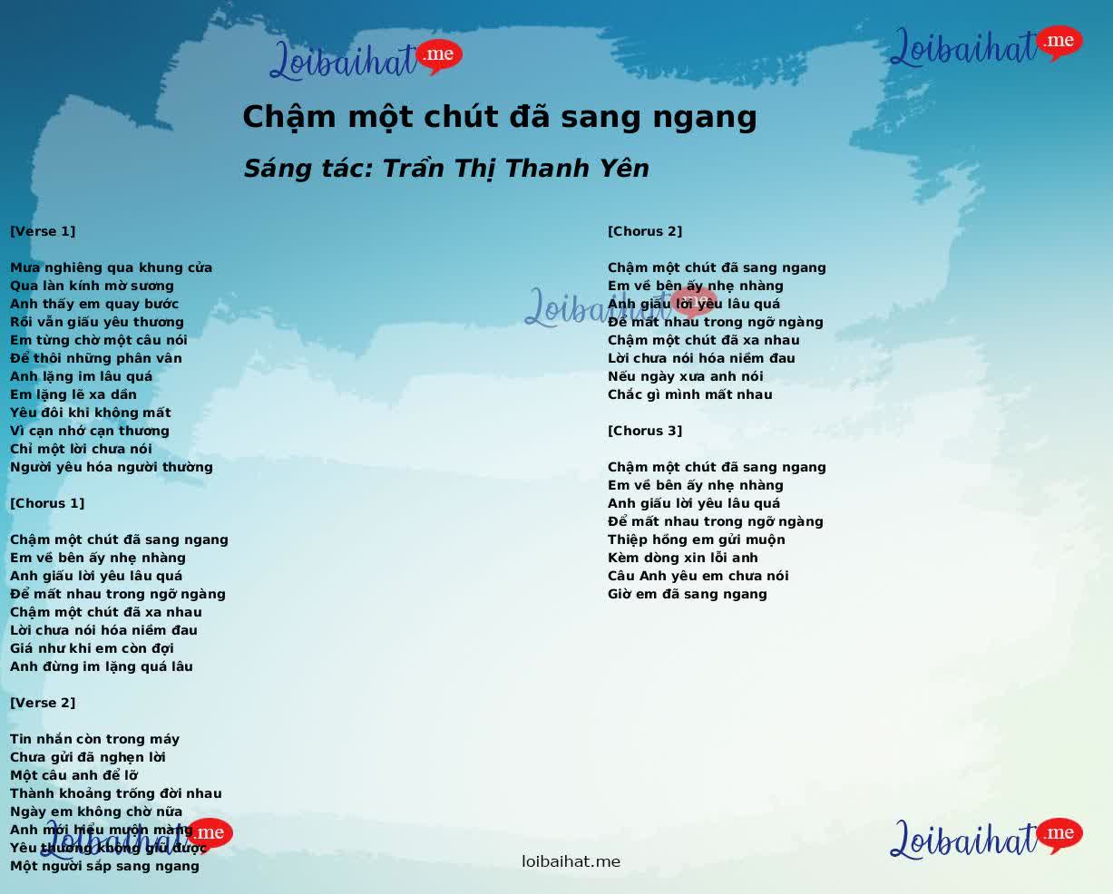 Chậm một chút đã sang ngang