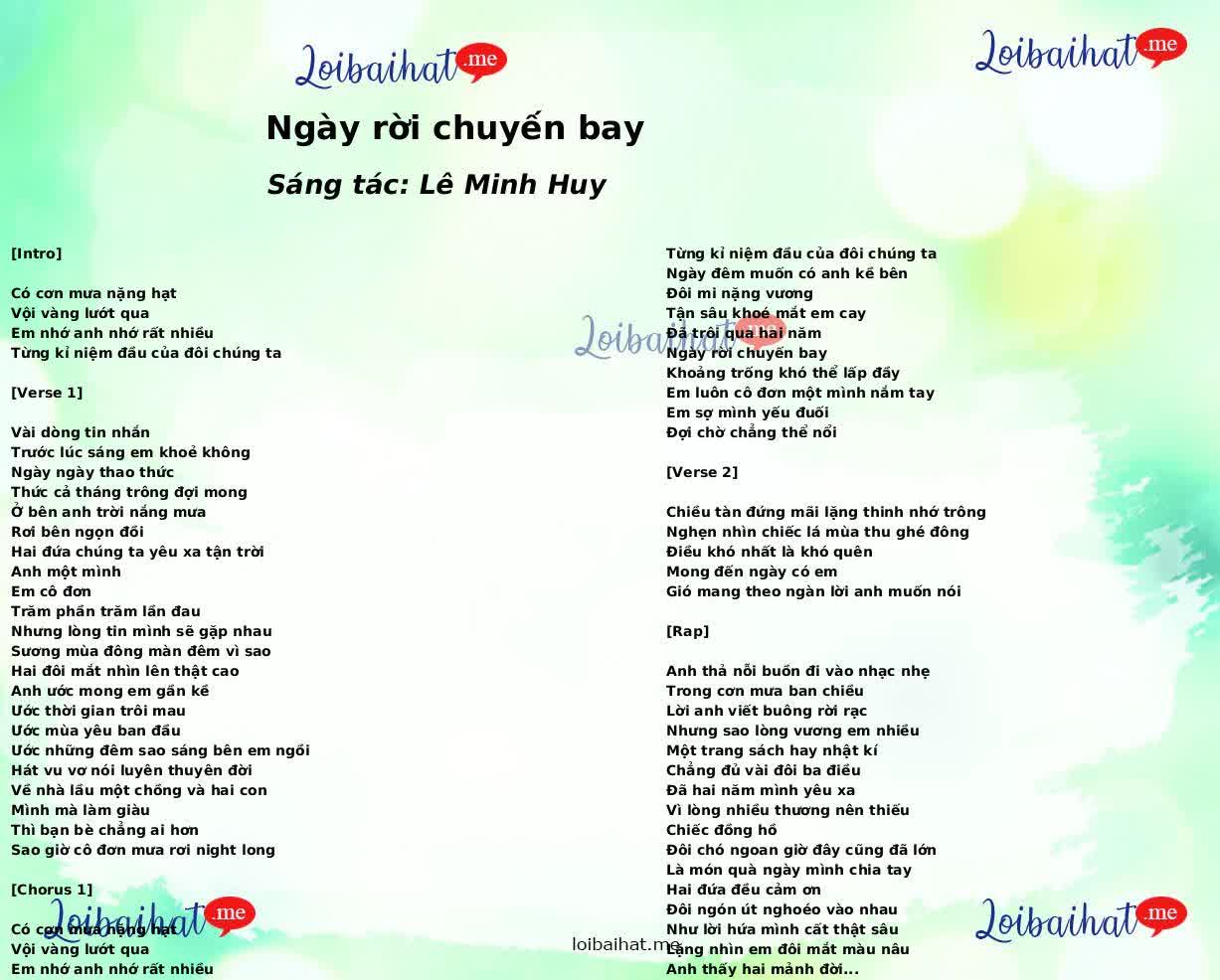 Ngày rời chuyến bay