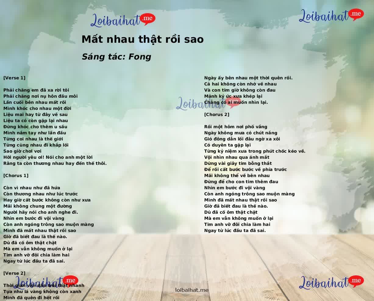 Mất nhau thật rồi sao