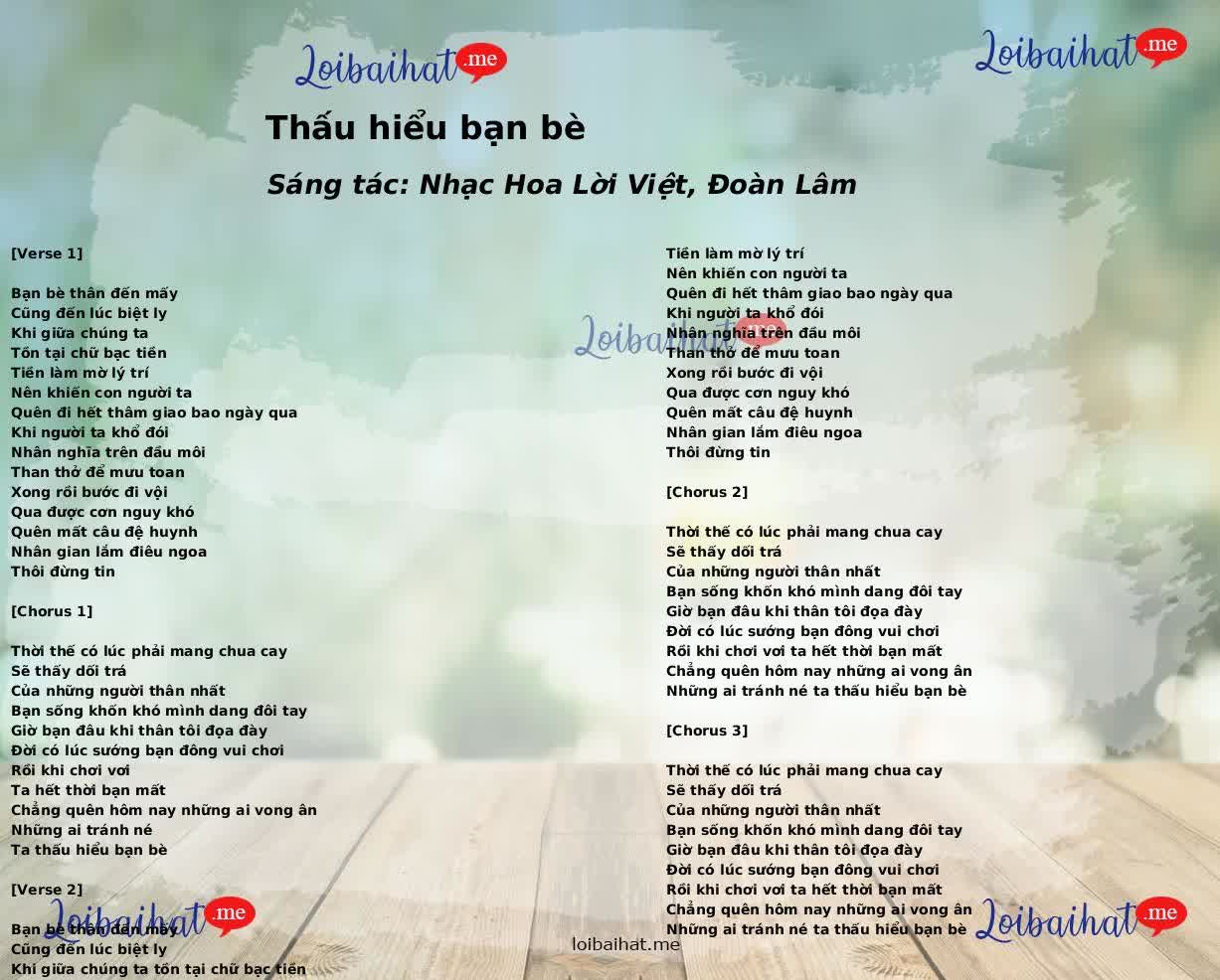 Thấu hiểu bạn bè