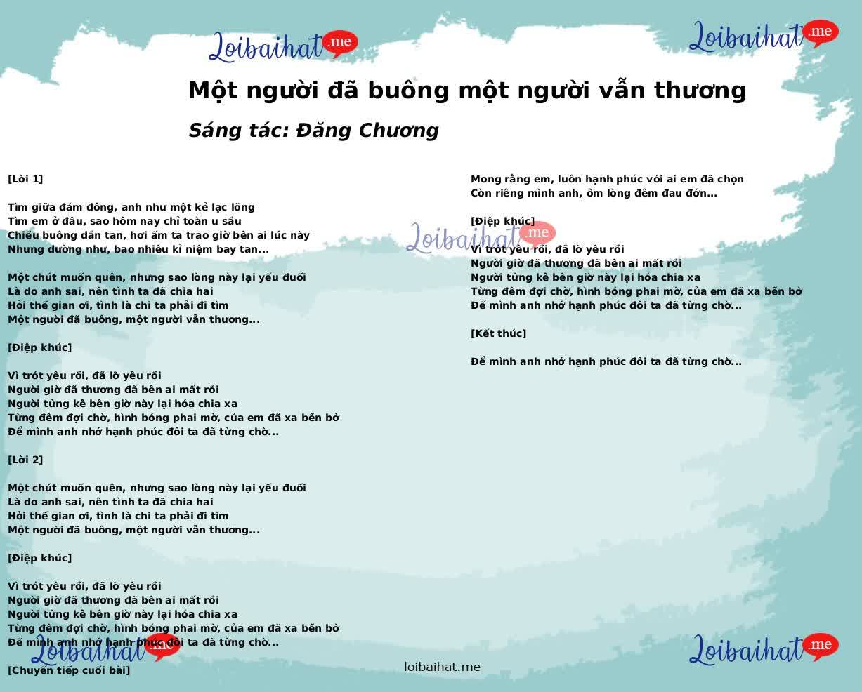 Một người đã buông một người vẫn thương