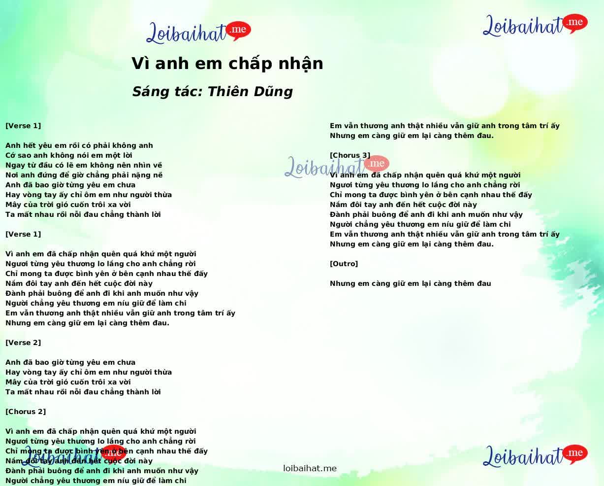 Vì anh em chấp nhận