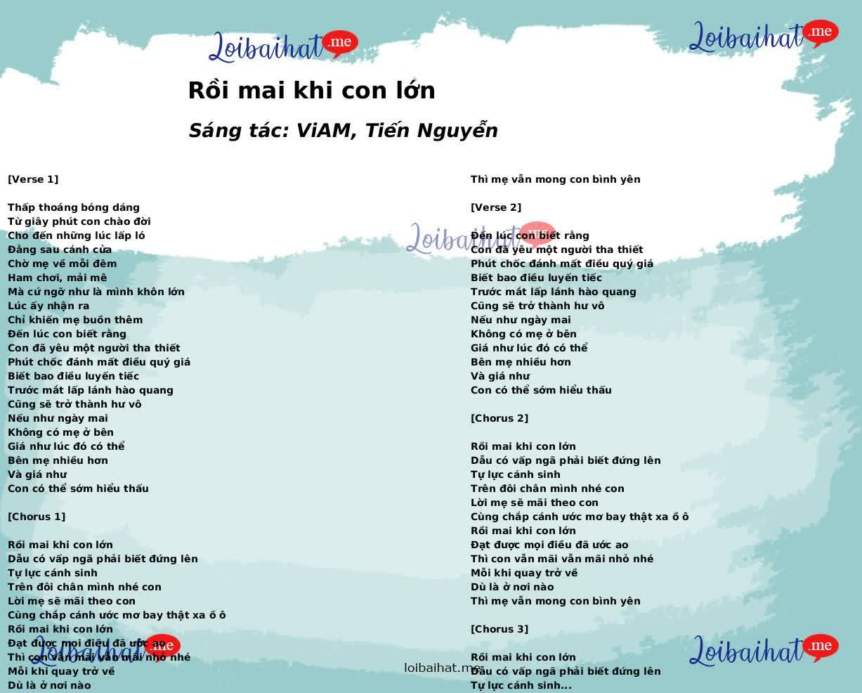 Rồi mai khi con lớn