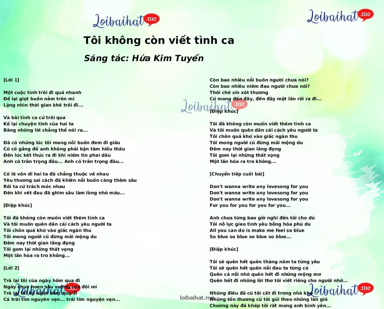 Tôi không còn viết tình ca