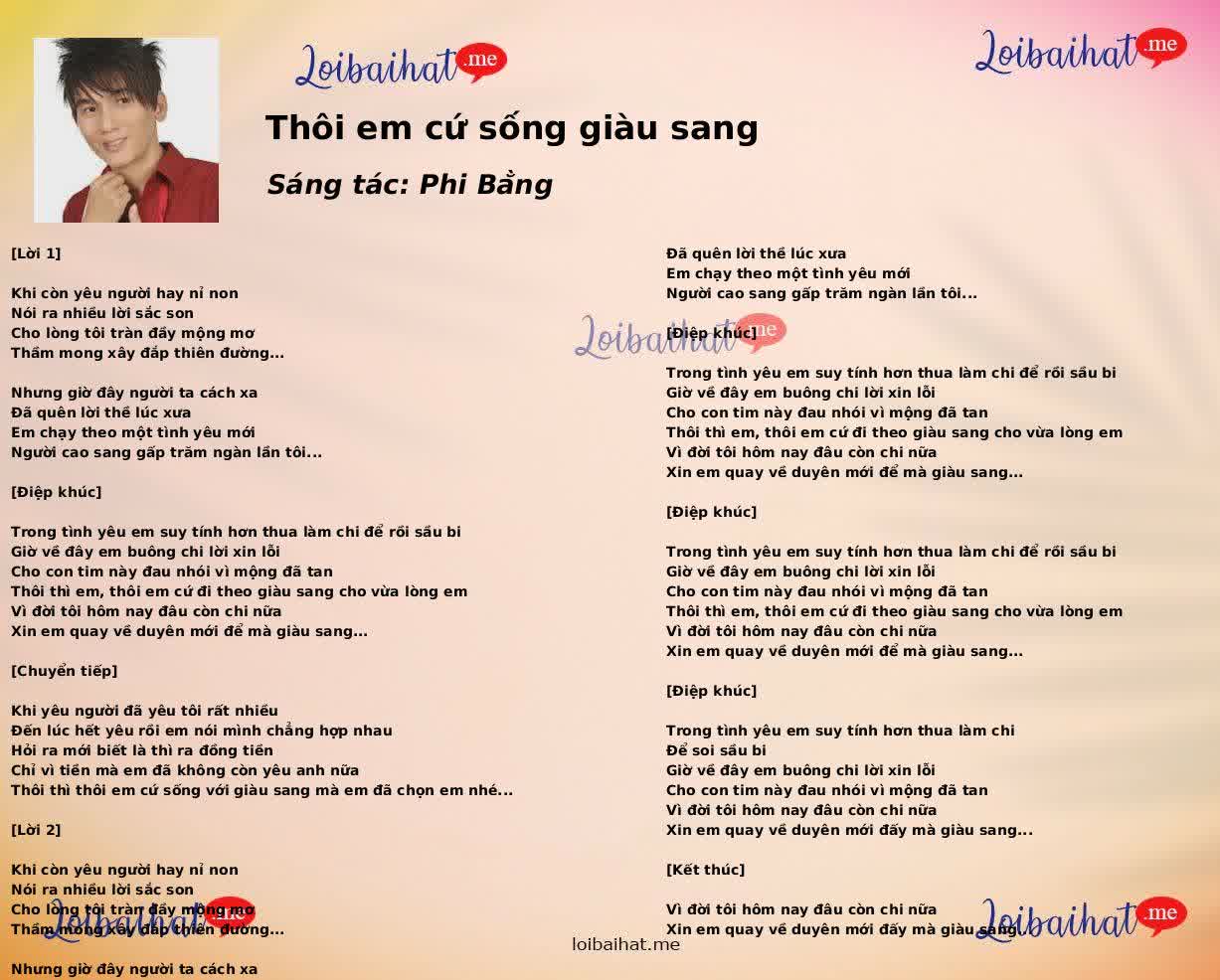 Thôi em cứ sống giàu sang