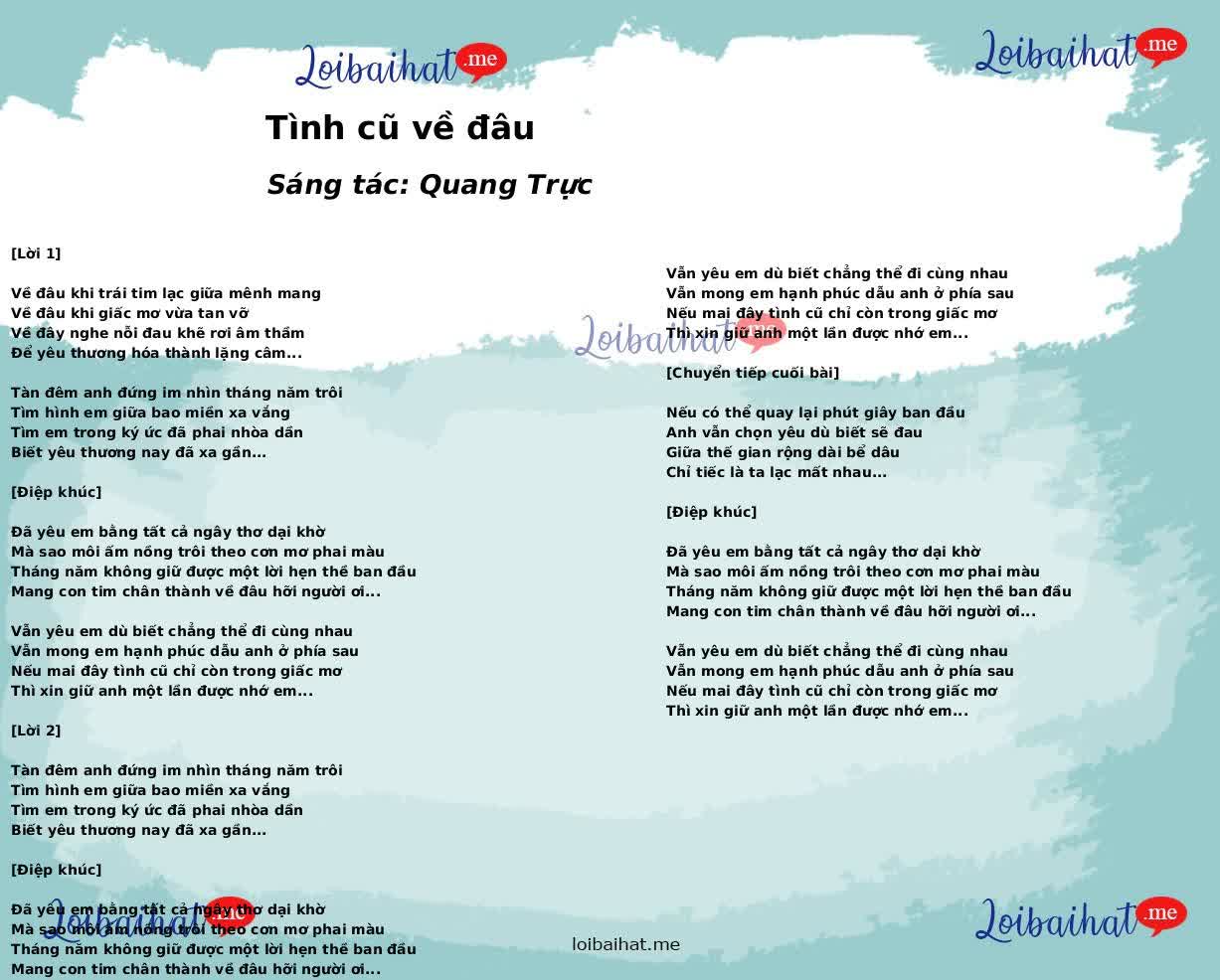 Tình cũ về đâu