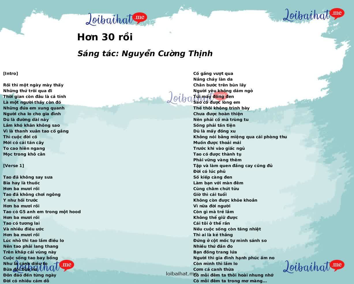 Hơn 30 rồi