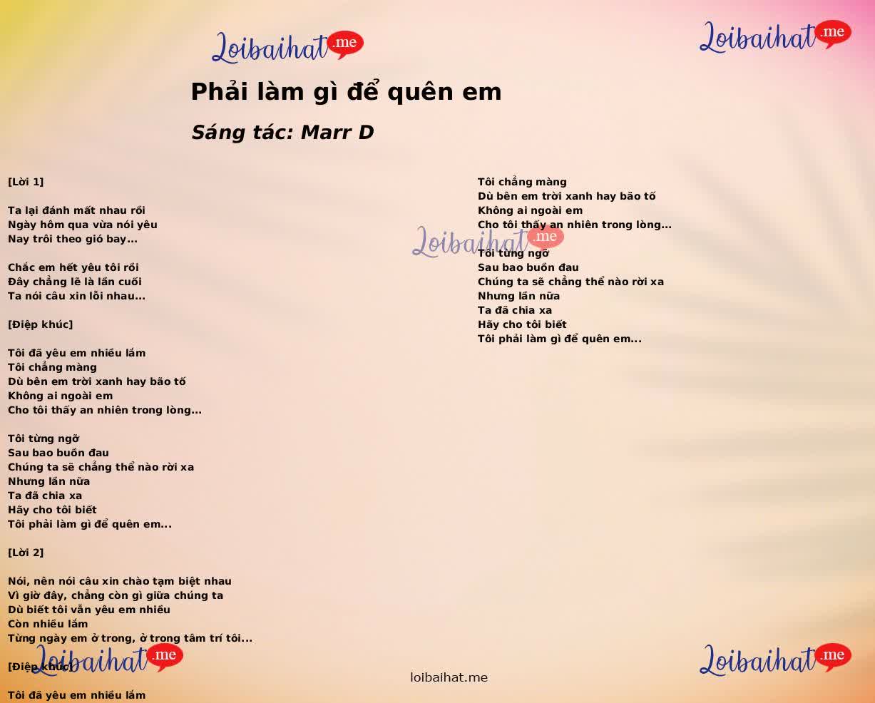 Phải làm gì để quên em