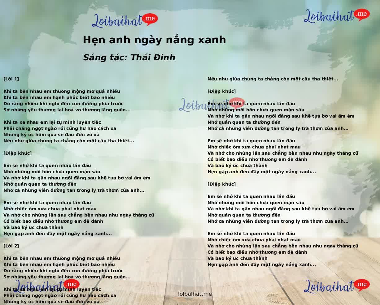 Hẹn anh ngày nắng xanh