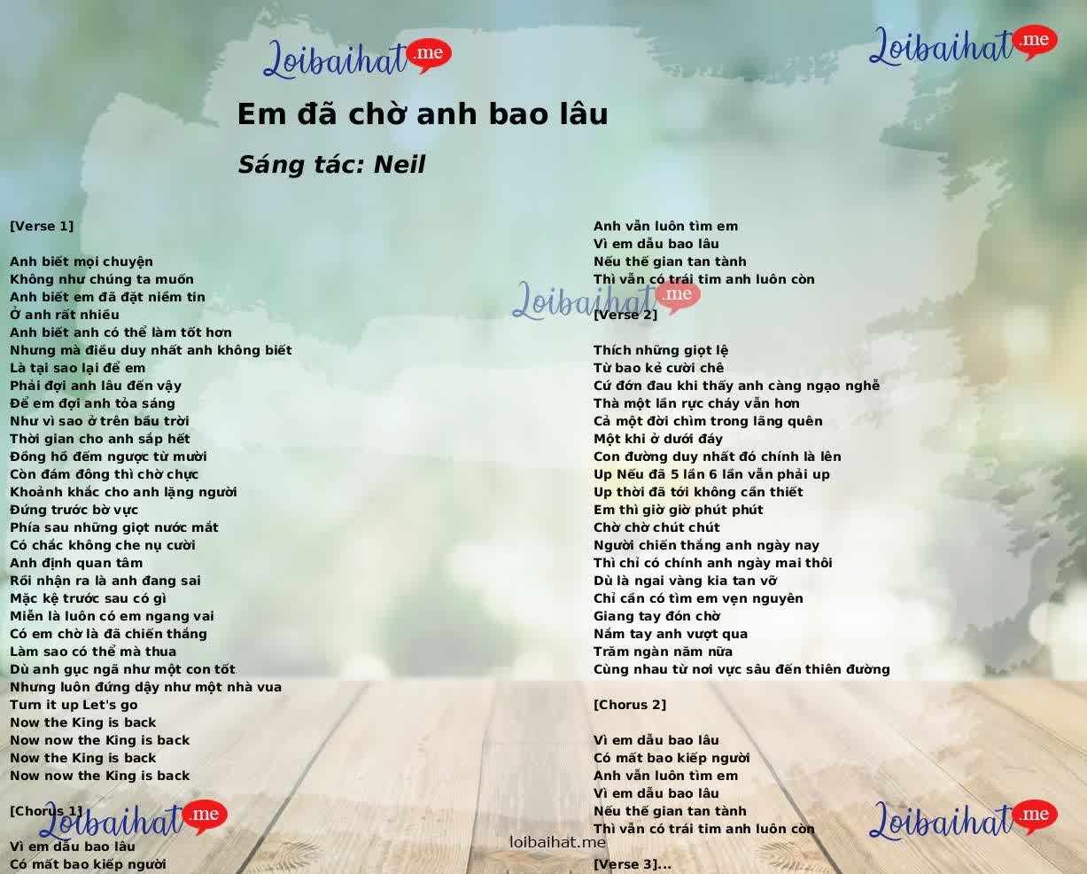 Em đã chờ anh bao lâu