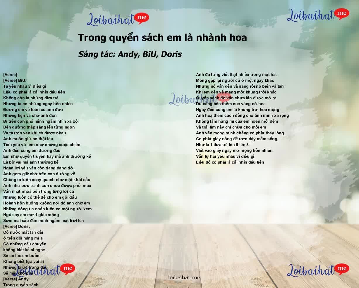 Trong quyển sách em là nhành hoa