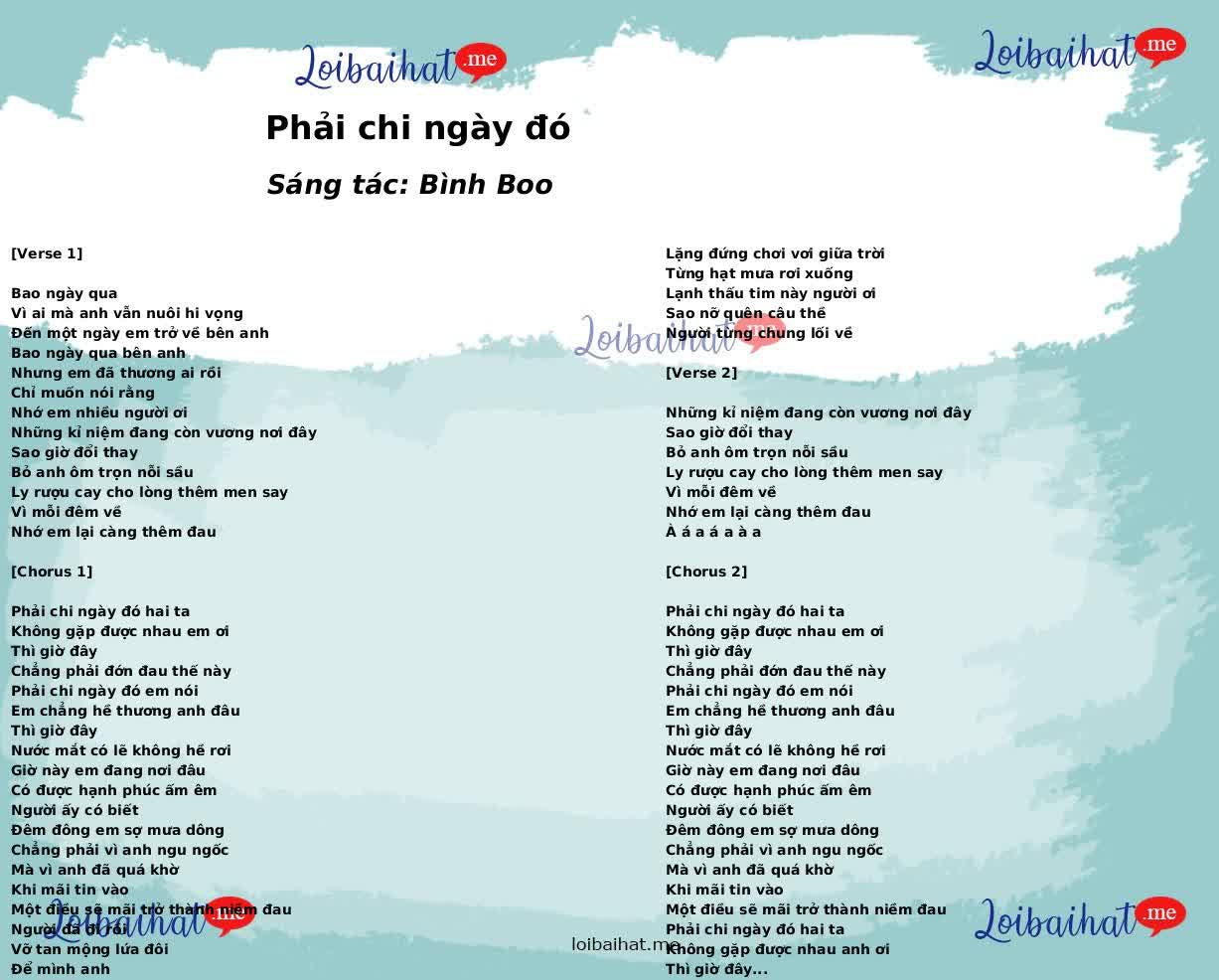 Phải chi ngày đó