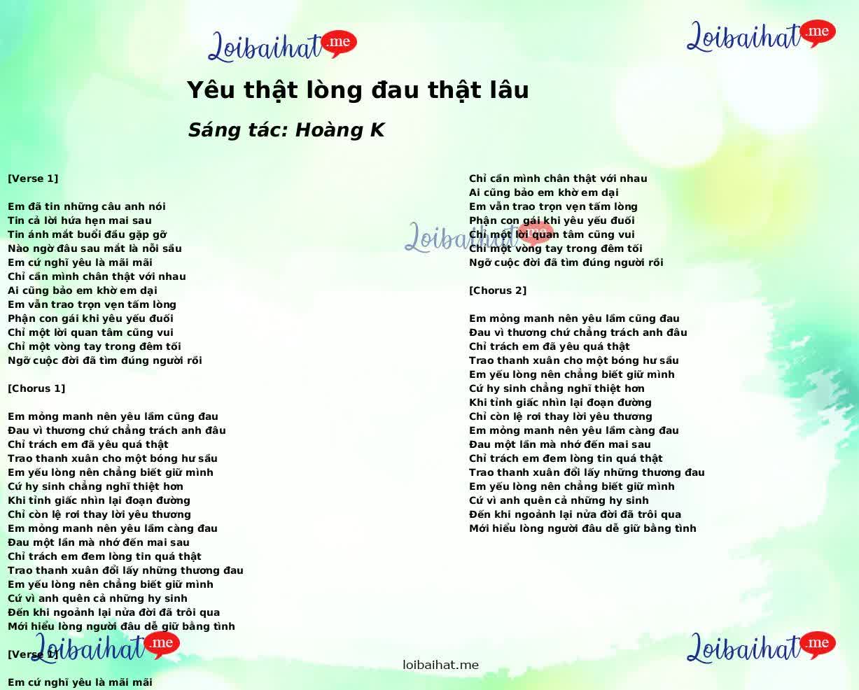 Yêu thật lòng đau thật lâu
