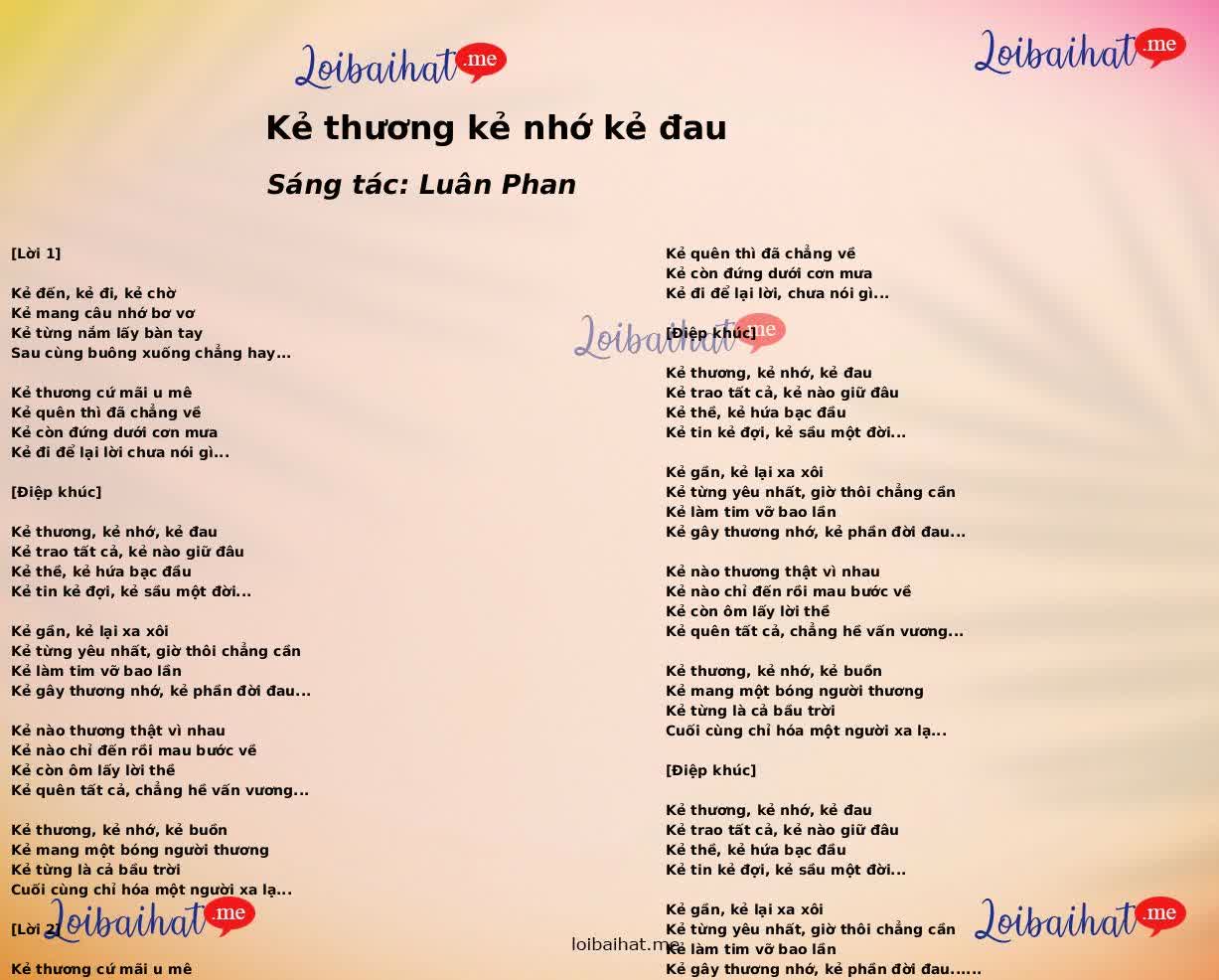 Kẻ thương kẻ nhớ kẻ đau