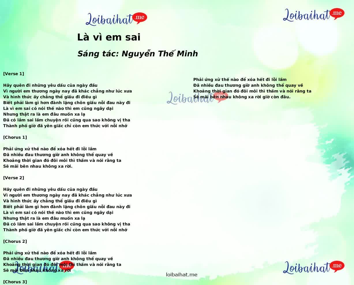 Là vì em sai
