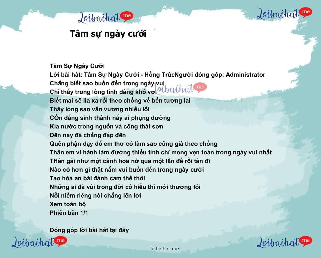 Tâm sự ngày cưới