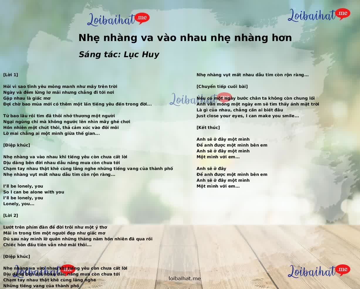 Nhẹ nhàng va vào nhau nhẹ nhàng hơn