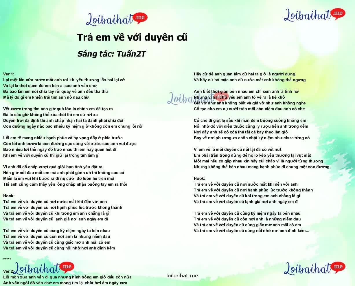 Trả em về với duyên cũ