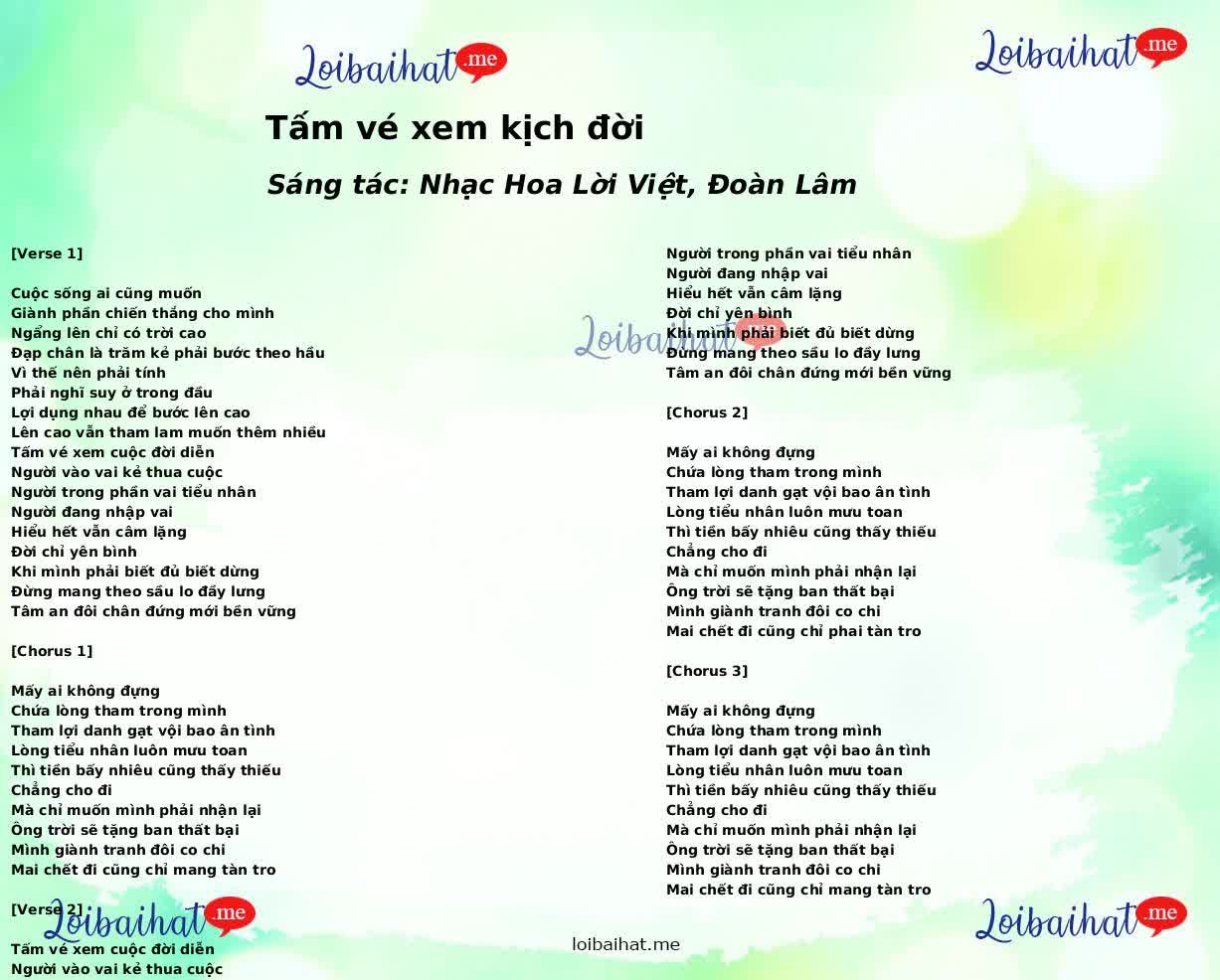 Tấm vé xem kịch đời