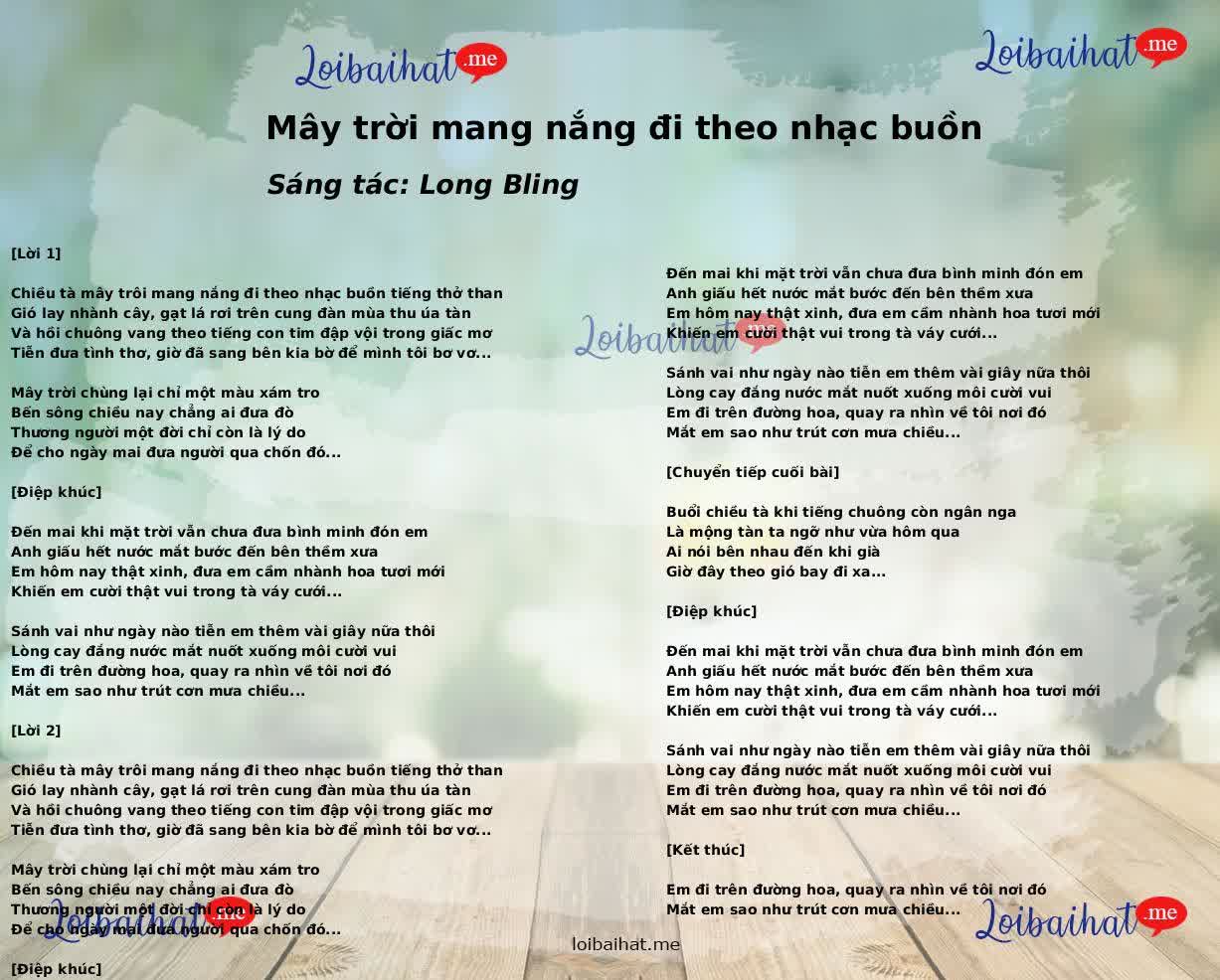 Mây trời mang nắng đi theo nhạc buồn