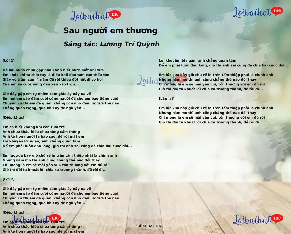 Sau người em thương