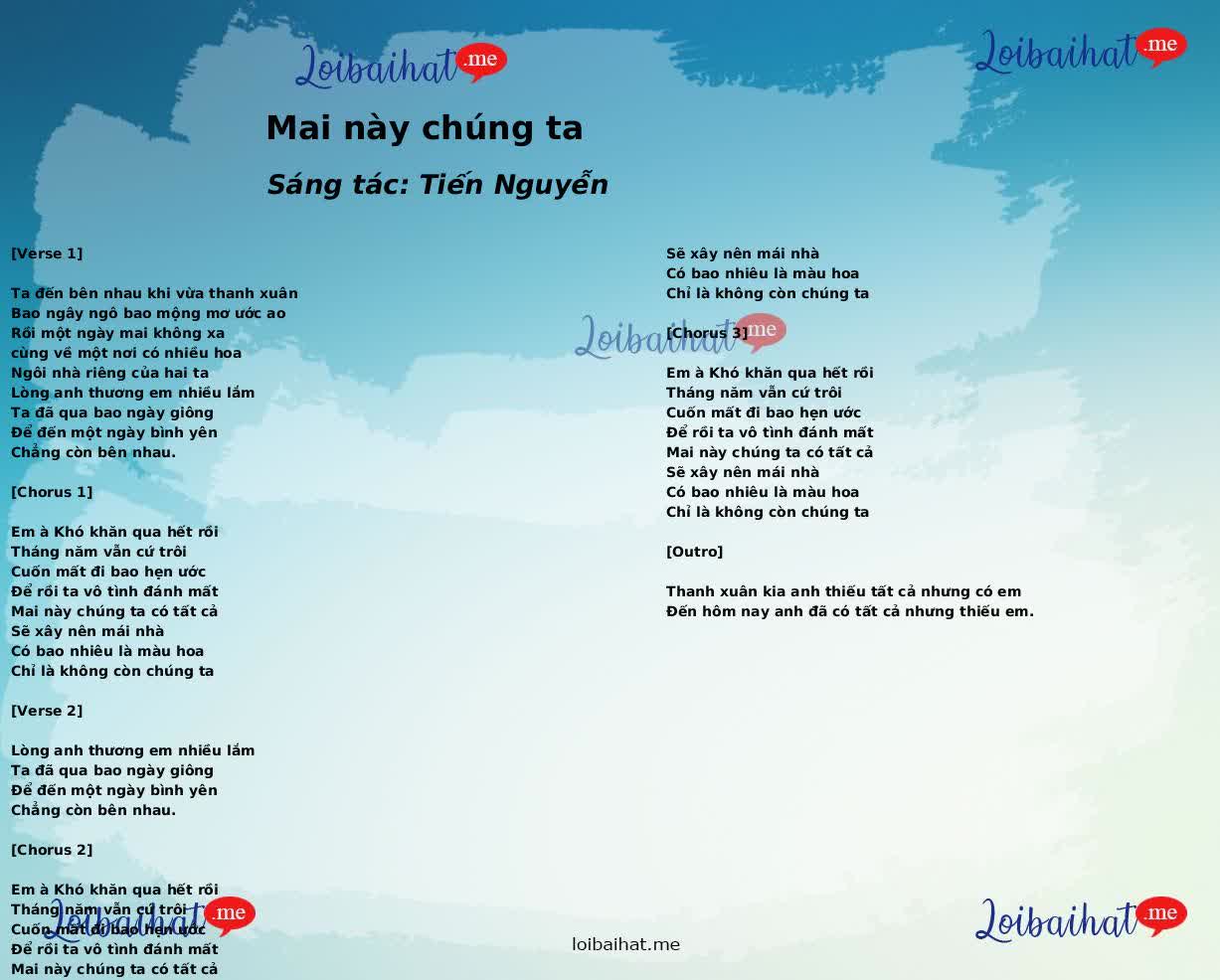 Mai này chúng ta