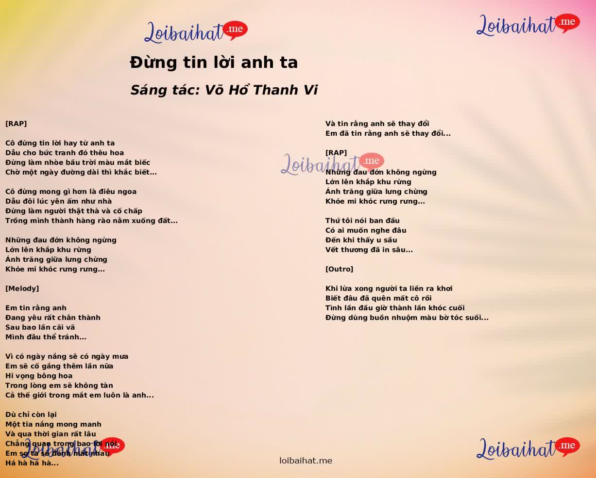 Đừng tin lời anh ta