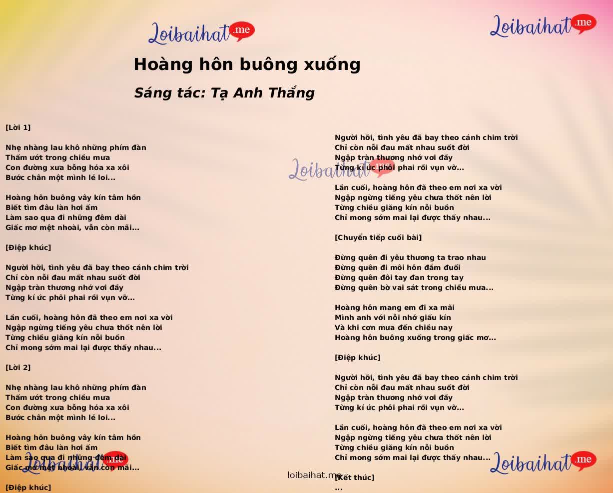 Hoàng hôn buông xuống