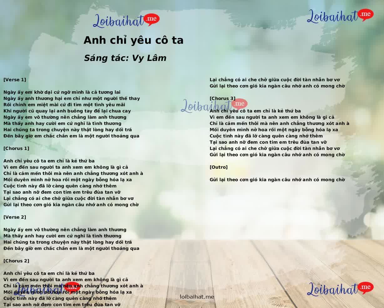 Anh chỉ yêu cô ta