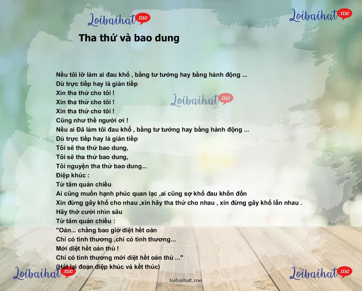 Tha thứ và bao dung