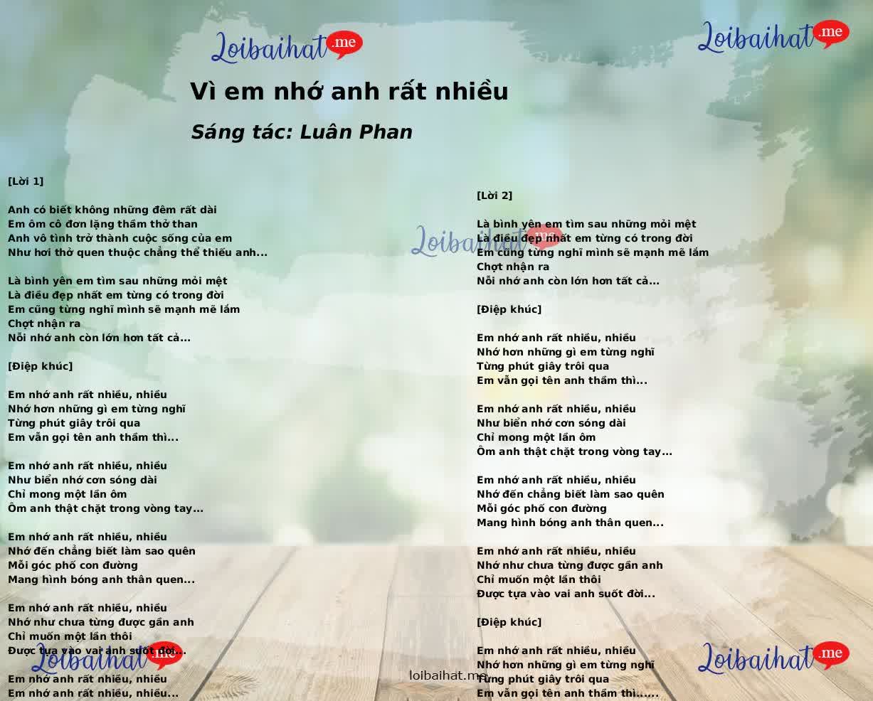 Vì em nhớ anh rất nhiều