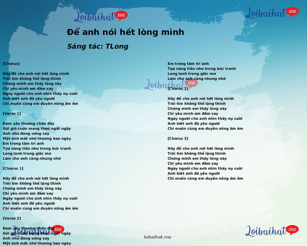 Để anh nói hết lòng mình