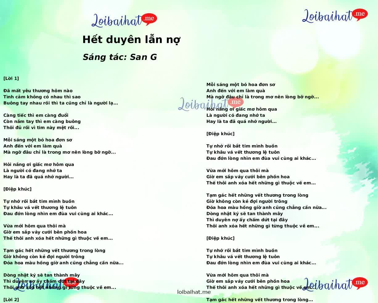 Hết duyên lẫn nợ