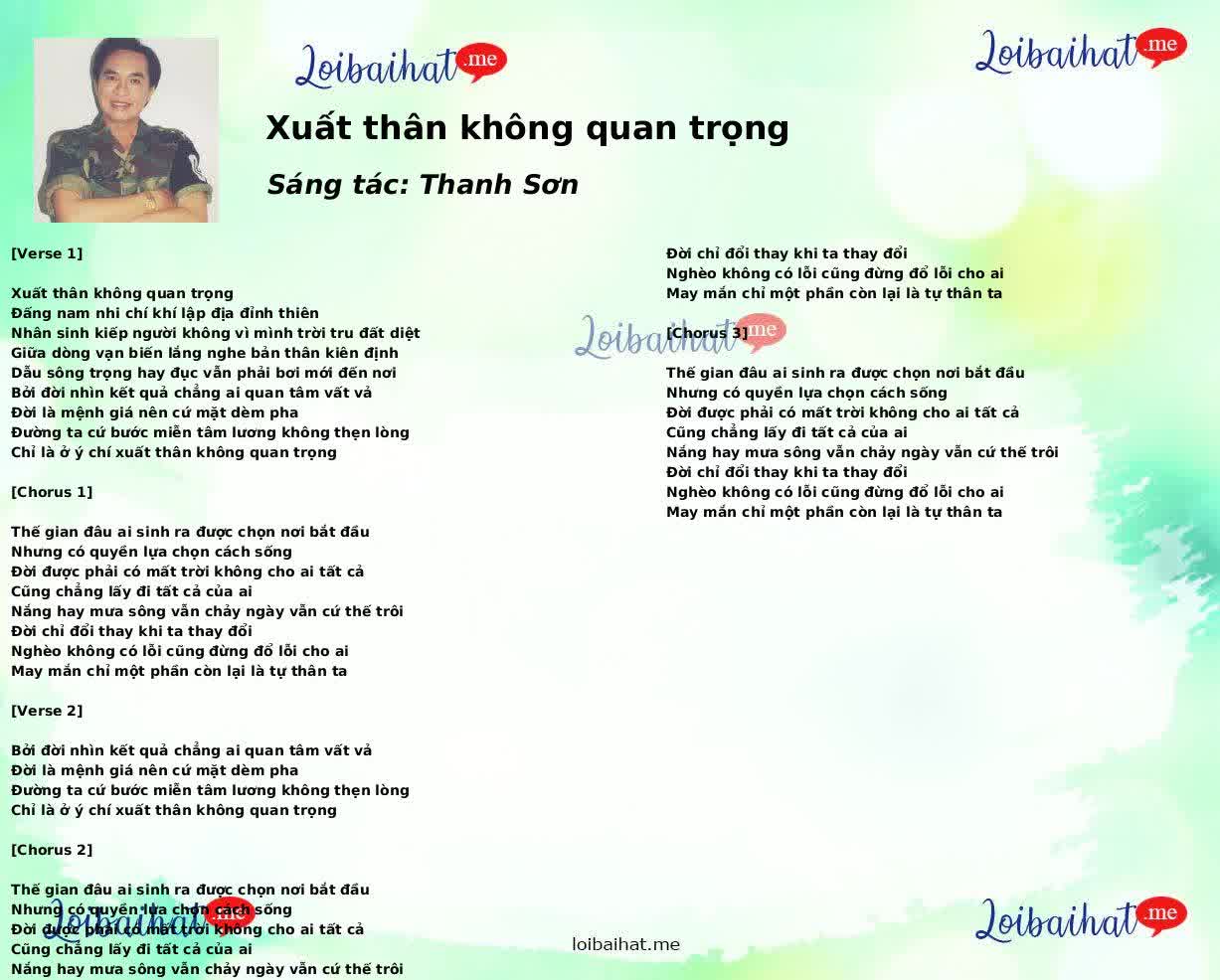 Xuất thân không quan trọng