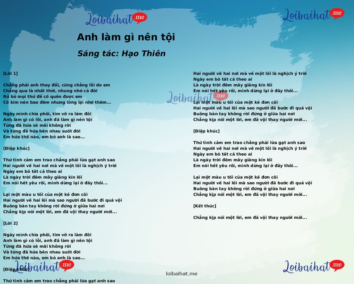 Anh làm gì nên tội