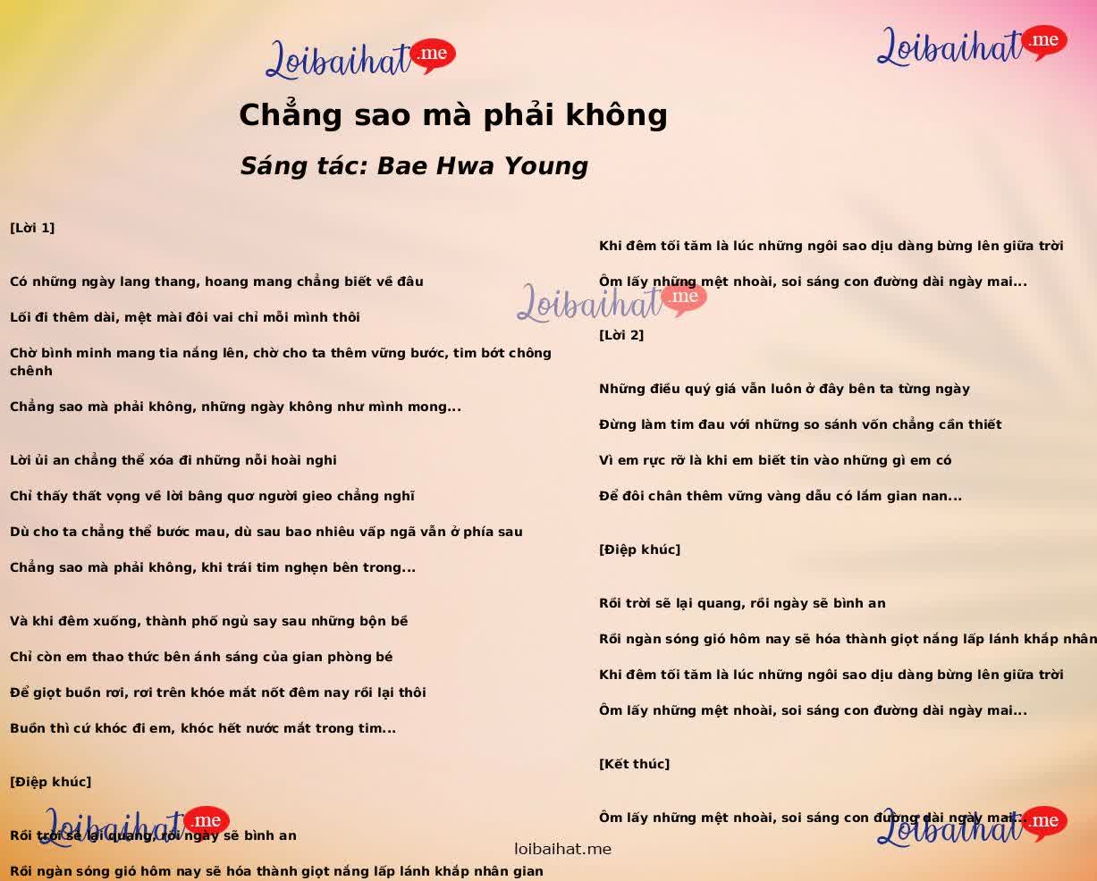 Chẳng sao mà phải không